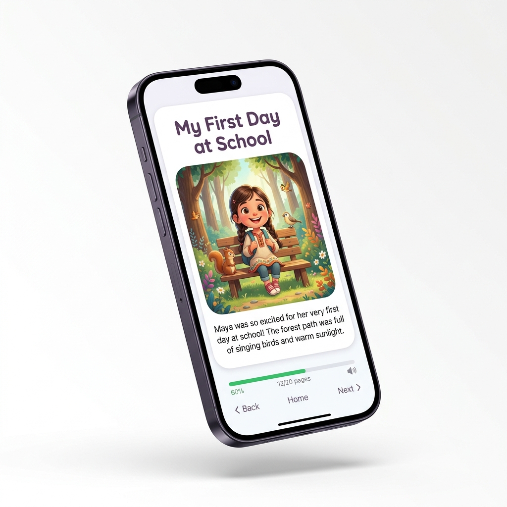 NeuroStories app showing a personalized children's story